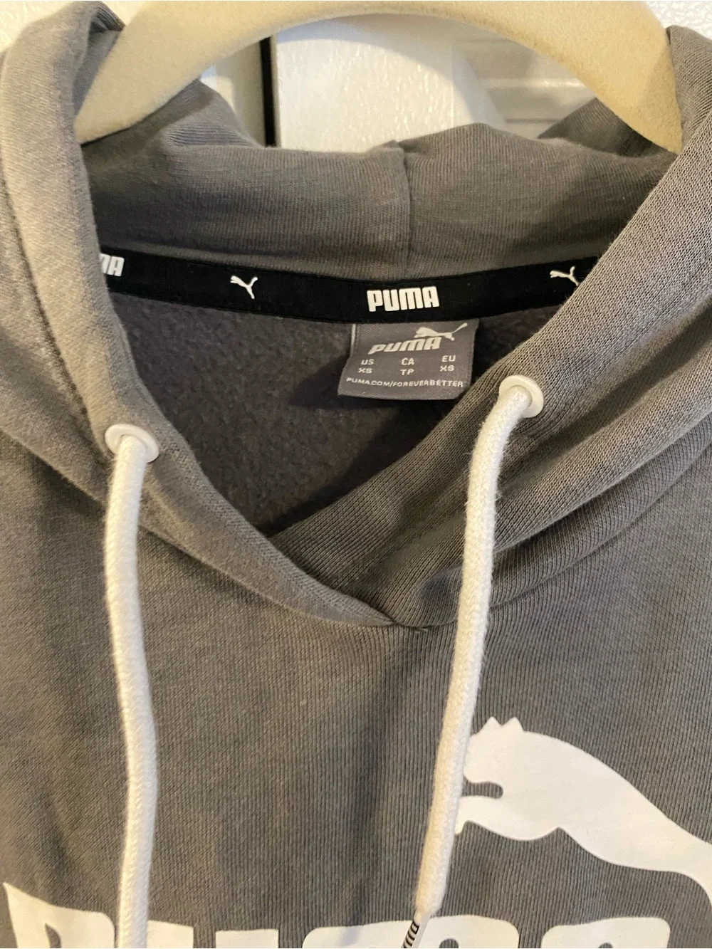 Puma Charcoal Cropped Hoodie with White Logo